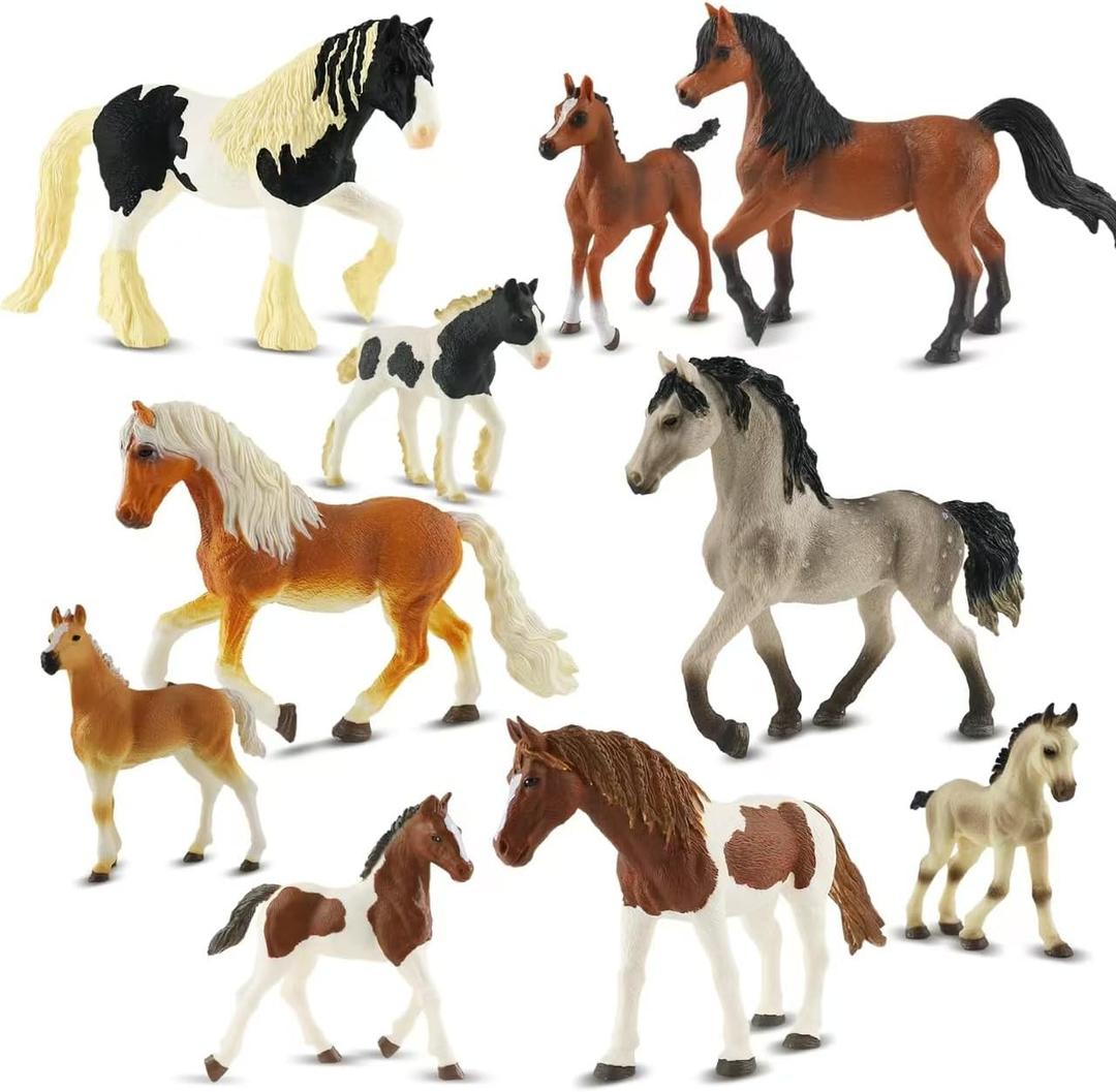 Zippytots 10PCS Horse Figurine Set Realistic Horse Figure Toys for Toddlers Educational Gift for Kids Perfect Party Favors Animal Figure Learnig Toys