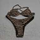SweatyRocks Women's 2 Piece Swimsuit Zebra Stripe Push Up Bikini Sets (Medium, Multicolor)