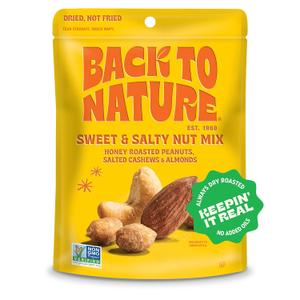 Back to Nature Sweet & Salty Nut Mix, Honey Roasted Peanuts, Salted Cashews & Almonds, Dry Roasted, Non-GMO, On-the-Go Pouch Snack, 9oz Pouch (9 Ounce (Pack of 1, BB 11/22/2023)