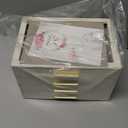 pickpiff Jewelry Box Organizer Case for Women: 4-Layer Jewelry Storage Case with Glass Window, Ivory Leather with Pink Velvet, Holder for Ring Necklace Bracelet Brooch Watch, Great Gift for Her (White)