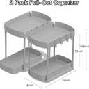 Ukeetap 2 Pack Multi-Purpose Pull-Out Storage Organizers, Under Sink Organizers and Storage for Bathroom & Kitchen, Under Cabinet Organizers and storage, 14.8 Inch, Grey
