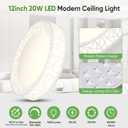 Lightania 12 Inch Flush Mount Ceiling Light, Modern White LED Ceiling Light Fixture, 20W 1400LM 2700-6500K Adjustable, Dimmable Ceiling Lights for Bedroom, Kitchen, Hallway, Bathroom, ETL