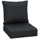 2 Piece Back and Seat Garden Chair Cushions - 24x24 Inch, 24x18 Inch - Black - 2 Pack