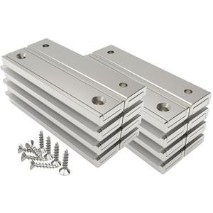 Magnetpro Neodymium Rectangular Magnets 70 LB Force 60 x 13.5 x 5 mm with Countersunk Hole and Steel Capsule, Strong Household and Industrial Rare Earth Magnet with Screws Pack of 16 (Bright Silver)