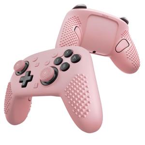 PlayVital Silicone Cover Skin for Nintendo Switch 2 Pro Controller  3D Studded Edition Anti-Slip Grip Protector Case for Switch 2 Pro with Button Cap, Thumb Grips & Sticker - Cherry Blossoms Pink