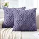 MIULEE Blue Purple Throw Pillow Covers 18x18 Inch, Soft Winter Plush Faux Wool Couch Pillow Covers Set of 2 Decorative Farmhouse Boho Throw Pillows for Sofa Living Room Bed