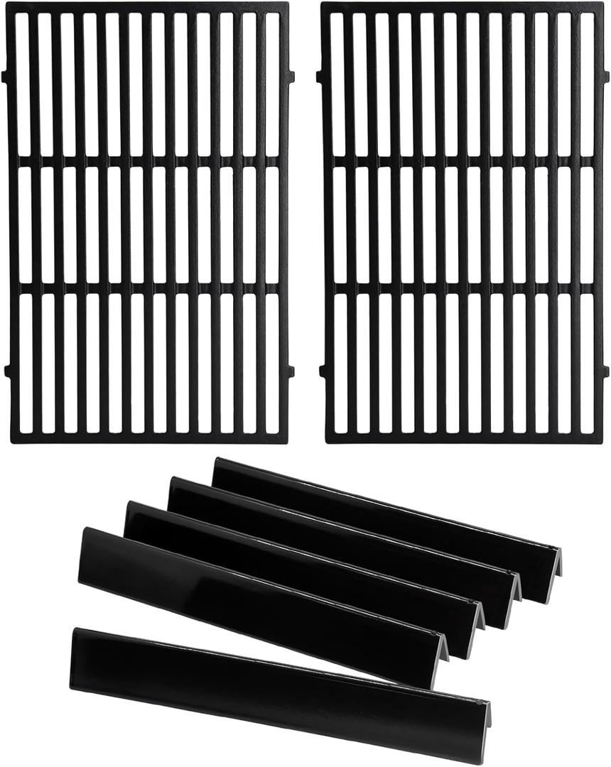 Hiorucet Grill Parts for Weber Genesis 300 Series E-310 E-320 E-330 S-310 S-320 S-330 EP-310 EP-320 with Front Control Knob, 7524 Grill Grates 7620 7621 Flavorizer Bars for Weber Genesis Grill Parts