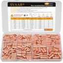 SVAAR 150 PCS 26-8 AWG Non-Insulated Butt Connectors Crimp Repair Butt Splices Kit, Uninsulated Butt Splice Connectors for 26 to 8 Gauge Wire, Heavy Duty Pure Copper Seamless Barrel Butt Terminals