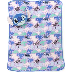Jay Franco Disney Lilo and Stitch Nogginz Set - 40 x 50 Inch Blanket & Pillow, Kids Super Soft 2 Piece Nogginz Set