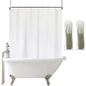 YISURE White Shower Curtain for Clawfoot Tub, 180x70 Wrap Around Liner with Magnets, PEVA Extra Wide Bathtub Curtain for Bathroom Vintage Freestanding Tub, Include Stainless Metal Hooks