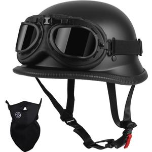 CUTEY Motorcycle Half Helmet, Vintage Half Helmet, Half Shell Open Polo Cap, Unisex, DOT Certified，Fit for Men and Women