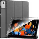 Case for Lenovo Idea Tab Plus 12.1,Protective Case with [1 Pack] Tempered Glass Screen Protector, [PU Leather] [Protective Ultra Thin][Stand Function] [Anti Scratch]-Grey