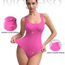 Mobeso Women's Tank Top Bodysuit - Sexy Sleeveless Square Neck Thong Body Suit Basic Layering Top Daily Outfits Sleek