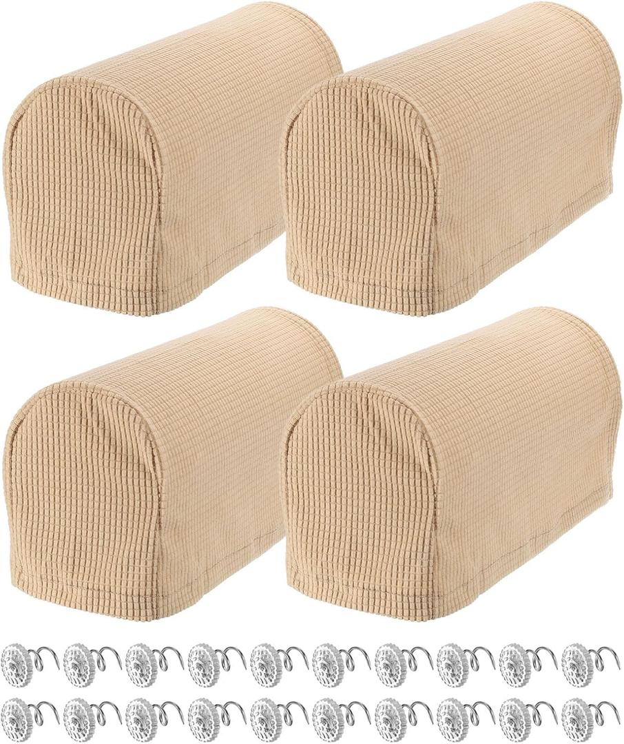 uxcell Stretch Armrest Covers Armchair Anti-Slip for Chairs Sofas Couch Arm Covers Recliner Sofa 2 Set w/Twist Pins (Khaki)