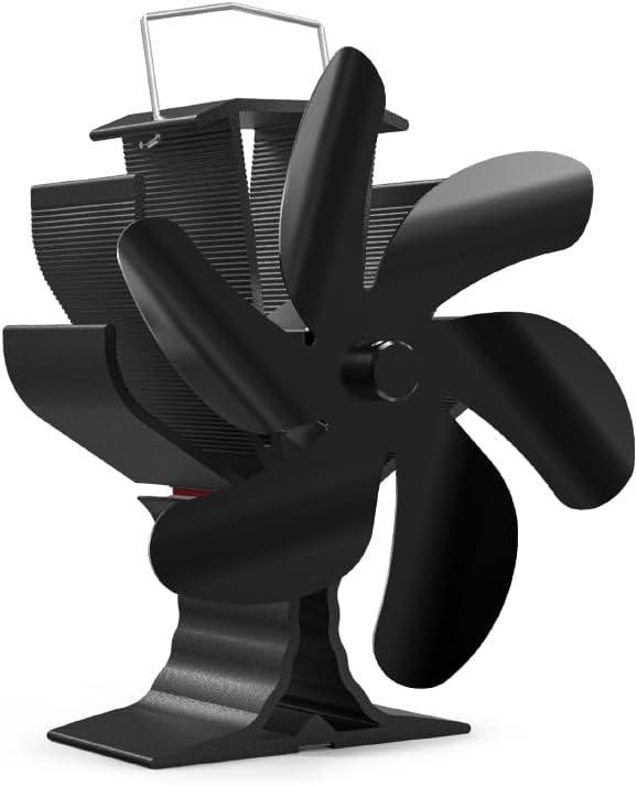 HIDALIFE Wood Stove Fan, Fireplace Heat Powered Fan with Bracket Compatible for Heater,Thermal Stove Blower for Gas Pellet Wood Burner-6 Blades
