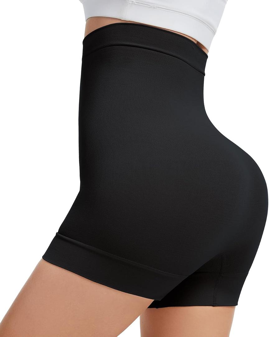Shapewear Shorts for Women Tummy Control Butt Lifting High Waisted Body Shaper Thigh Slimmer for Under Dresses (Black, L)