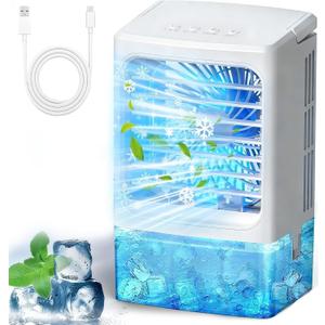 Mini Air Conditioner Small Portable AC Unit Portable Air Conditioners with 1500ml spray/hour 3 Speed Wind & 7 Colorful LED Light Cool Mist &Timer Evaporative Air Cooler for Bedroom/Home/Office