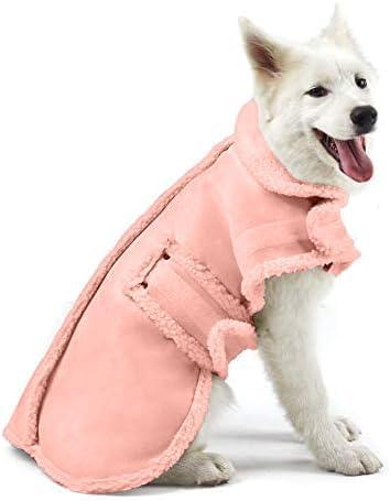 Dog Winter Jacket, Warm Windproof Dog Coat Sweaters for Small Dogs, Thick Apparelf Fleece Coat for Medium Large Dog (Pink Large) (Large(30.8lb-41.9lb))