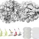 300 Sets 1 inch Button Maker Supplies, 25mm Button Supplies Parts Badge Part, Buttons Making Supplies, Includes Metal Pin Back Cover, Metal Shells, Blank Paper & Clear Film