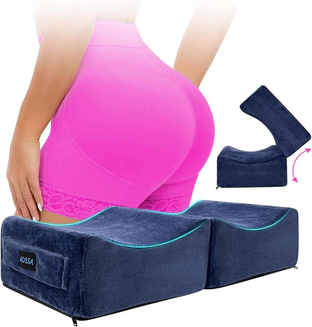 AOSSA Brazilian Butt Lift Pillow, BBL Pillow After Surgery for Butt Sitting, BBL Supplies Post Surgery, Booty Pillow for Home, Office Chair, Driving Car  Butt Lift & Recovery Foam Support Cushion (Blue)