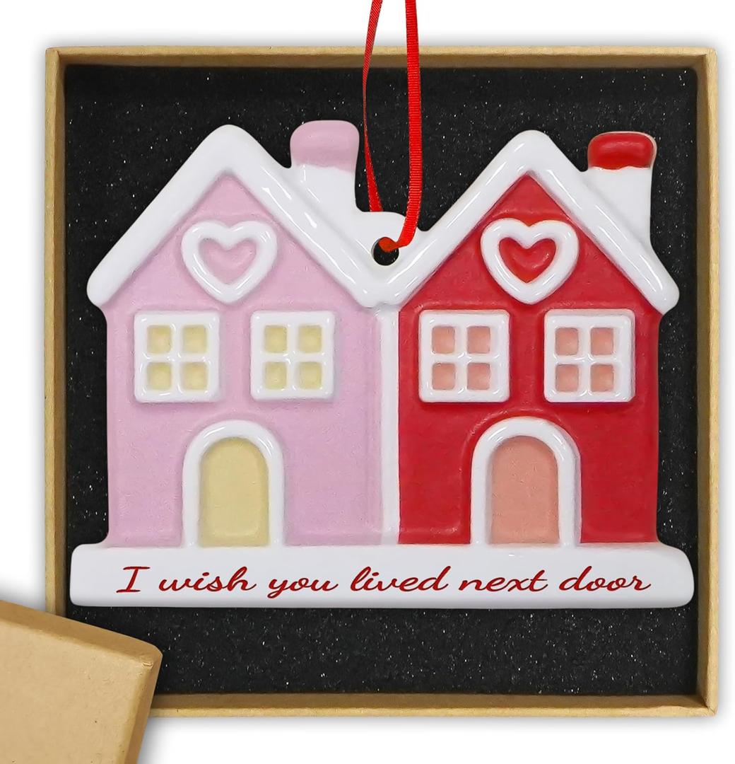 Friends Christmas Ornaments for Women 3D Porcelain Christmas Ornament 2025 Friends Ornaments for Tree Decorations, BFF Bestie Friend Birthday Gifts for Women, Long Distance Relationship Gifts