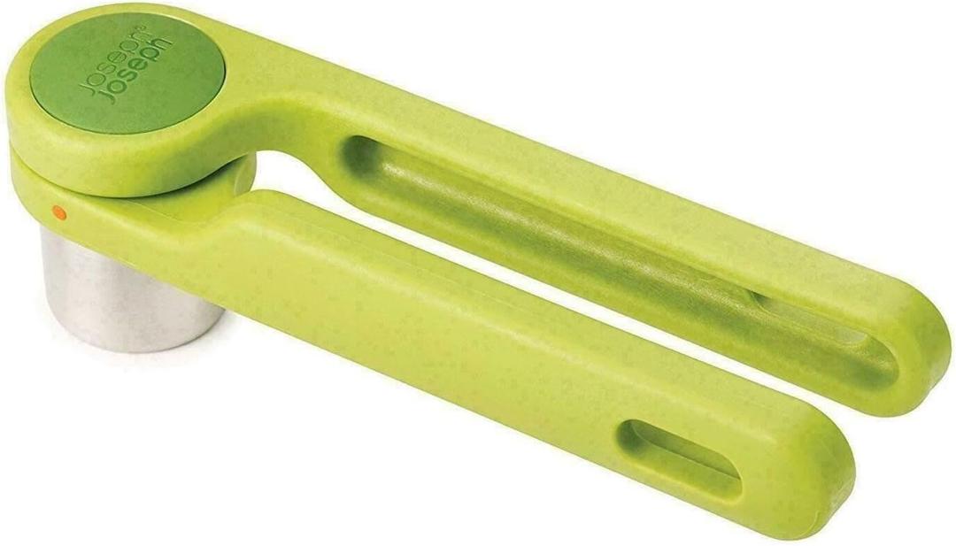 Joseph Joseph Helix Garlic Press Mincer Ergonomic Twist-Action Hand Juicer Stainless Steel, Green