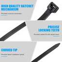 Reallnaive 500 Pcs 4 Inch Zip Ties Heavy Duty 120 Lbs Tensile Strength Black Nylon Wire Cable Ties Bulk for Indoor Outdoor