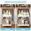 Golener 2-Tier Expandable Pull Out Cabinet Organizer - 21" Deep Slide Out Drawers for Kitchen Cabinets, Bathroom Organizers and Storage, Under Sink Organizer for Kitchen Storage Organization, White