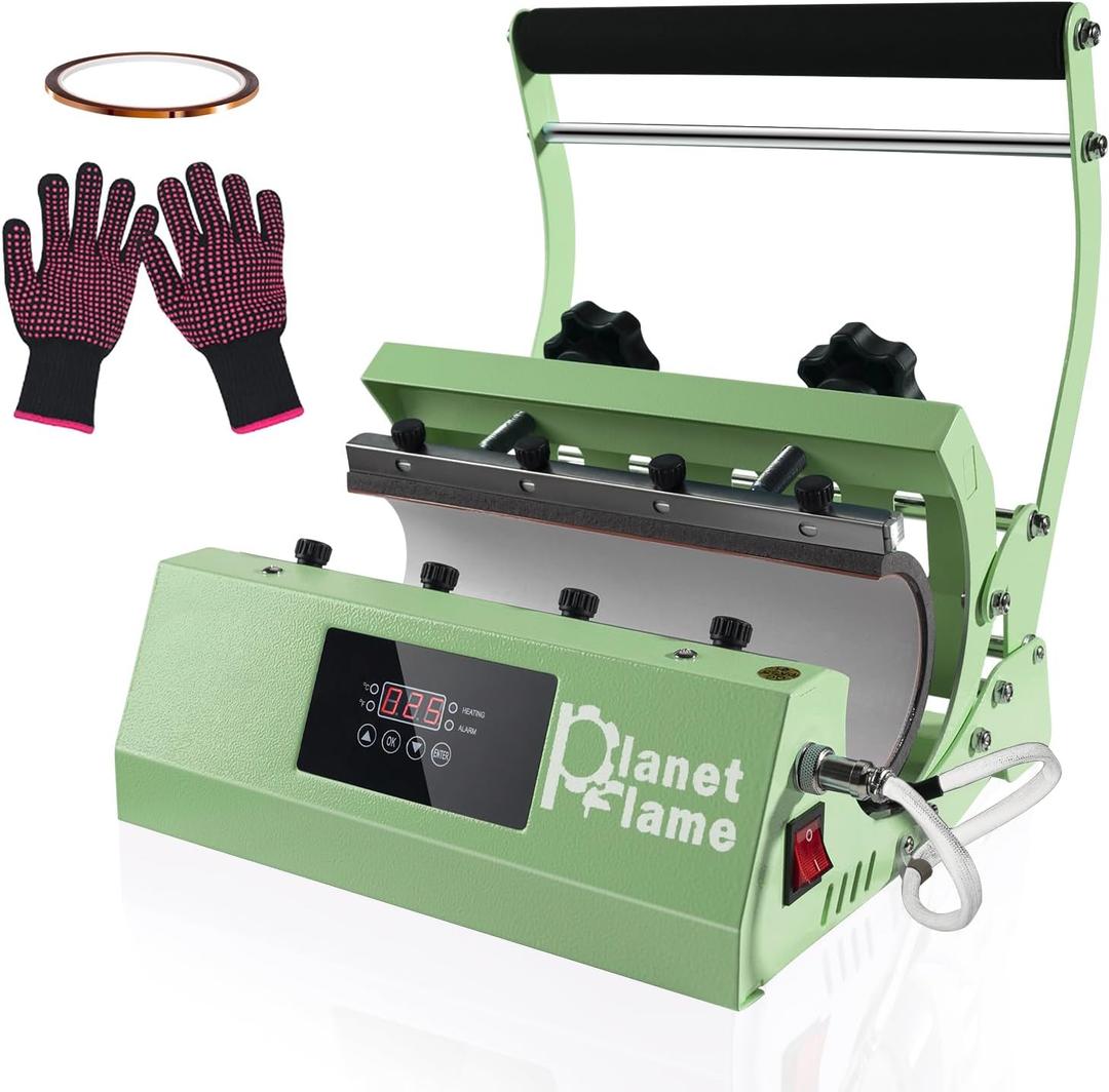 PlanetFlame Tumbler Heat Press Machine 110V Tumbler Mug Press for 30oz 20oz 16oz Sublimation Straight Skinny Tumblers Glass Jar Cans & 11-15oz Mugs, DIY Cup Heat Press Transfer Print, Green