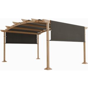 TANG 10'x12' Pergola Shade Cover Replacement Canopy for Patio Deck Sunshade Universal Shade Cloth with Grommets for Garden, Sunscreen Fabric with Weighted Rods(Brown)