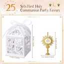 Lewtemi 25 Sets First Communion Favors Baptism Favors Boxes Include Alloy Chalice Charms and White Pearl Paper Favor Boxes for First Communion Baby Showers Church Religious Celebrations Decor Supply