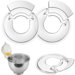 Novabright 2 Pack Pouring Shield Tilt Head Stand for 4.5-5 Quart Mixer Compatible with Kitchenaid Splatter Guard Removable Pour Spout Accessories Splash Guard for Stainless Steel Glass Ceramic Bowls