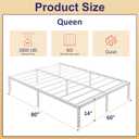 YUSENHEEI 14 Inch Queen Bed Frame No Box Spring Needed, Heavy Duty Metal Bed Frame Queen Size with Large Underbed Storage Space, Noise Free, Easy Assembly, White