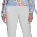 Halston Women's Long Tie Sleeve Floral Printed Boat Neck Blouse (Blue, L)