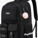 School Backpack for Teen Girls & College Women - Anti-Theft & Water Resistant 17.3 Inch Laptop Mochilas Bookbag - Large Ergonomic Straps Backpack, Classic Black