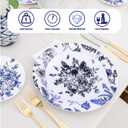 Kochorie 36 Pieces White & Blue Floral Disposable Plastic Plates, 10.25" and 7.5" Dinner and Dessert Plates Serving Dish Tray Heavy Duty Party Tableware Supplies for Weddings Birthdays