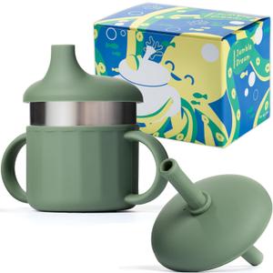 Jumble Dream Baby Sippy Cup, 100% Silicon Training Stainless Steel Kids Cups with Silicon Straw, Toddler Tumbler with Straw Spill Proof | 6 Month Plus Toddler Sippy Cup | BPA Free