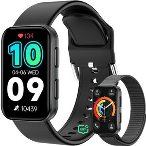 MorePro AIR2 Fitness Tracker, Smart Watch with 24/7 Heart Rate and Blood Pressure, Step Calorie Counter, Sleep & Blood oxy-gen Monitor, IP68 Waterproof Fitness Watch for Women Men Android iOS(Black)