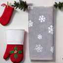 Preboun 2 Pcs Winter Hand Towels Christmas Snowflakes Bathroom Towels Cotton Soft Absorbent Bathroom Kitchen Decoration for Drying, Cleaning, Cooking, 13.7 x 29.5inch