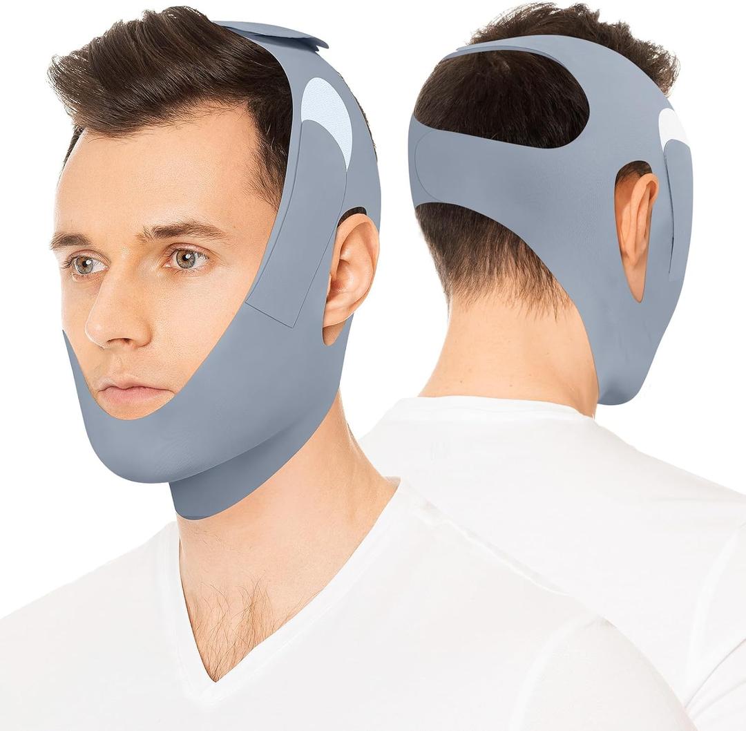 Chin Strap for Sleeping Anti Snoring Chin Strap Elasticity for Adults, Anti Snoring Devices Breathable and Durable Snore Stopper