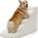 Lesure Dog Stairs for High Bed Pet Steps Ramp for Small Dogs with CertiPUR-US Certified Foam with Non-Slip Bottom, Beige, 5 Steps