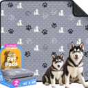 Washable Pee Pads for Dogs, 2 Pack Reusable Puppy Pads, Waterproof Pet Pee Pads for Dog Potty Training, Extra Large Dog Pee Pads for Crate, Playpen, and Whelping, Durable and Absorbent, Gray 48"x48"