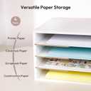 Yumkfoi 12x18 Construction Paper Organizer, 4-Tiers Paper Storage Shelf, Wooden Desk Organizer, File Holder and Letter Tray for Office, Home, Classroom