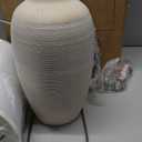 24 inch Vintage Ceramic Table Lamp with 5FT Cord - Single Farmhouse Rustic Bedside Lamp with Natural Textured Finish, Nightstand Lamps for Living Room, Bedroom, End Table Beige