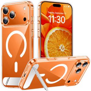 Designed for iPhone 17 Pro Max Case, [Built-in Invisible Kickstand][Compatible with MagSafe][Military Grade Shockproof] Slim Thin Phone Case 6.9 inch (Clear)