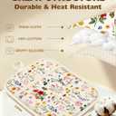 Slohif Silcone Flowers Pot Holders for Kitchen - 100% Cotton Beige Cute Oven Potholders with Pockets, Heat Resistant Square Thick Hot Pads, House New Home Baking Baker Gifts,2pack