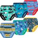 MooMoo Baby 6 Packs Potty Training Underwear Absorbent Vehicle Training Pants for Toddler Boys Pee Pants (4T)