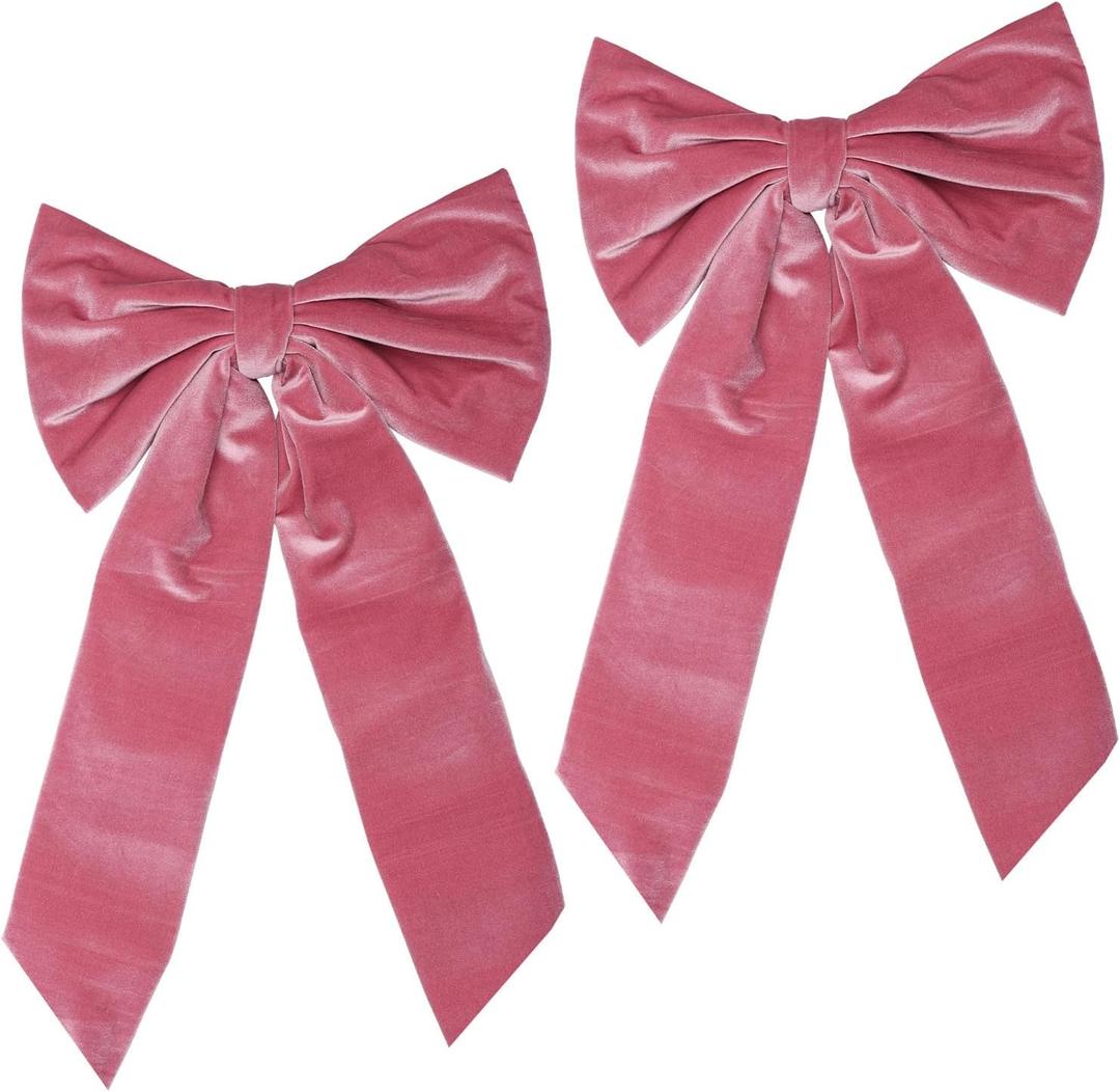 lasuroa 2pcs Large Pink Bow Decorations, Plant Velvet Backdrop Big Pink Bow Wall Decor Coquette Giant Room Decorations for Girls Room Decor for Home Wedding Bachelor Party Baby Shower