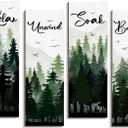 COLOR VALLEY ART Green Misty Forest Bathroom Wall Decor, 4 x 11.8 inch, Rustic Vintage Wall Art Plaque, Nature Themed Wall Decor for Bathroom, Laundry, Spa