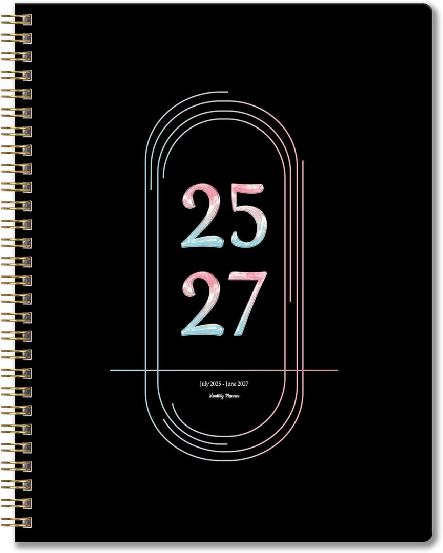 3 x 2025-2027 Monthly Planner, July 2025-June 2027, A4 (8.5" x 11"), 2 Year Monthly Planner, 24 month Calendar, Simple Calendar Planner Notebook Cardboard Cover, Suitable for Schools & Offices, Black